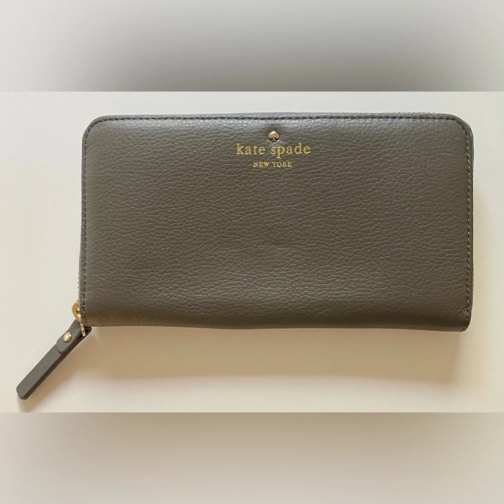 Kate Spade NWOT Gray Leather Continental Zip Long Wallet (W59) - Picture 1 of 5